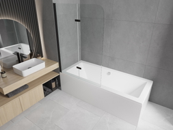 Mexen Felix 2-panel bath screen 100 x 140 cm, transparent, black - 890-100-002-70-00