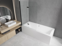 Mexen Felix 2-wing bathtub screen 100 x 140 cm, Transparent, Black - 890-100-002-70-00