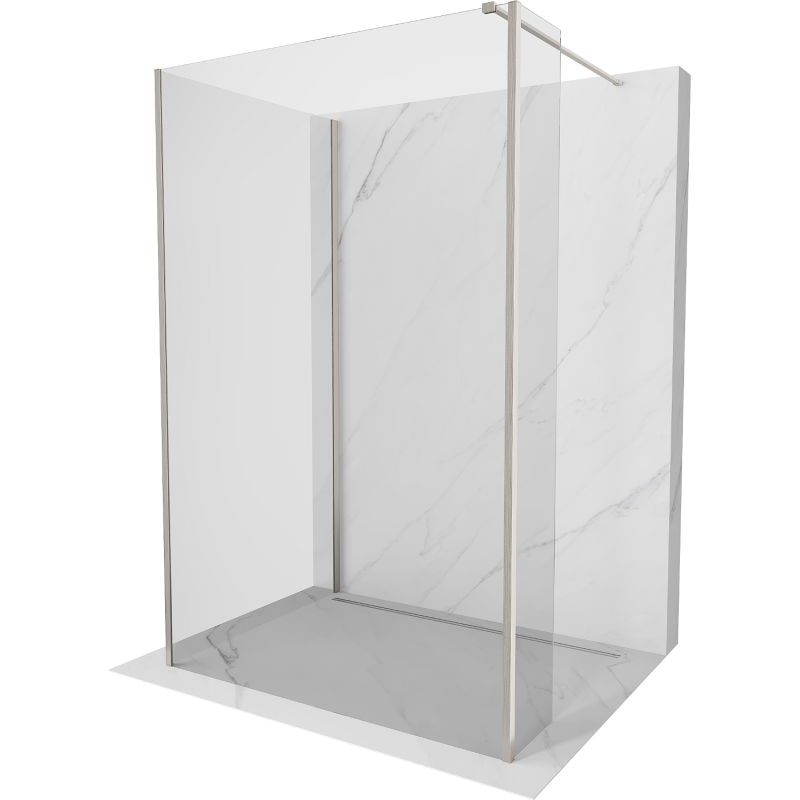 Mexen Kioto Walk-in Shower Screen 135 x 70 x 40 cm, transparent, brushed nickel - 800-135-070-221-97-00-040