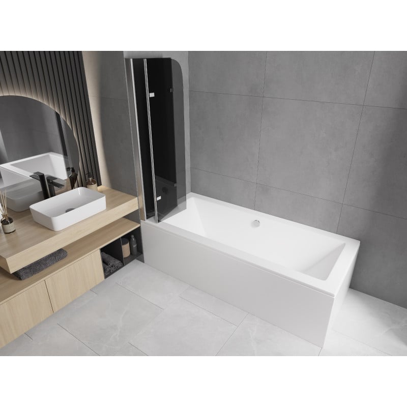 Mexen Felix 3-panel Bath Screen 120 x 140 cm, Graphite, Chrome - 890-120-003-01-40