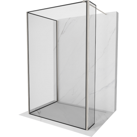 Mexen Kioto Walk-in Shower Wall 110 x 100 x 40 cm, Black Frame, Brushed Nickel - 800-110-100-221-97-70-040