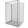Mexen Kioto Walk-in Shower Wall 130 x 120 x 40 cm, Black Frame, Brushed Nickel - 800-130-120-221-97-70-040