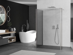 Mexen Kioto Walk-in Shower Wall 140 x 100 x 40 cm, Transparent, Brushed Nickel - 800-140-100-221-97-00-040