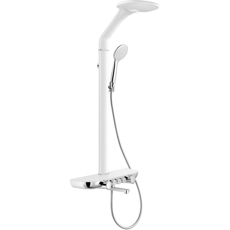 Mexen Blaze exposed shower set with rainfall showerhead and mixer, white/chrome - 78109-20
