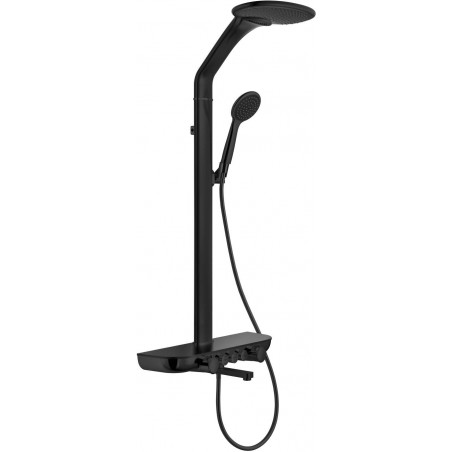 Mexen Blaze exposed shower set with rain shower and faucet, black - 78109-70