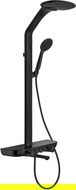 Mexen Blaze exposed shower set with rain shower and faucet, black - 78109-70