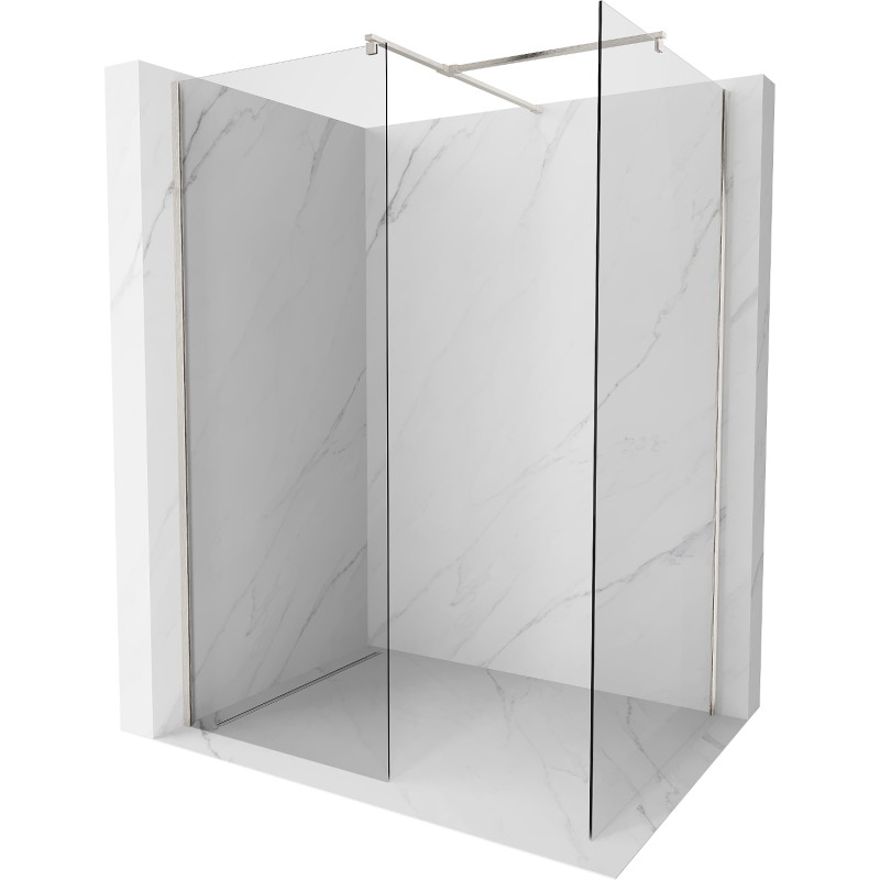 Mexen Kioto Walk-in shower wall 100 x 90 cm, transparent, brushed nickel - 800-100-202-97-00-090