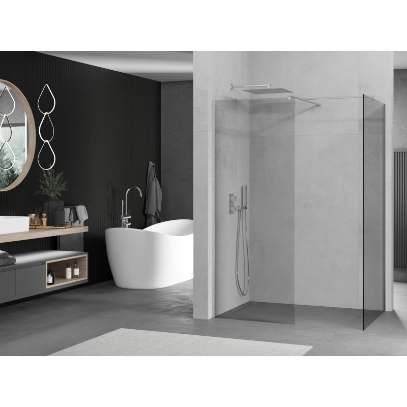 Mexen Kioto Walk-in Shower Wall 110 x 110 cm, Transparent, Brushed Nickel - 800-110-202-97-00-110