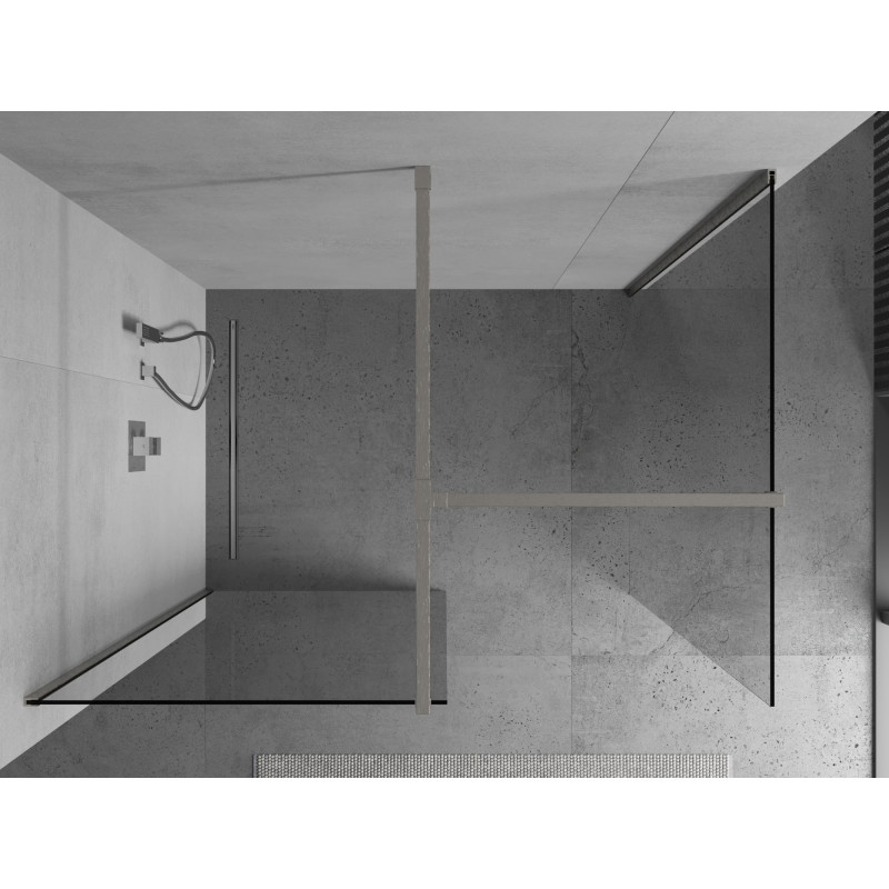 Mexen Kioto Walk-in Shower Wall 110 x 110 cm, Transparent, Brushed Nickel - 800-110-202-97-00-110