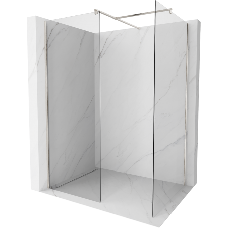 Mexen Kioto Walk-in Shower Wall 125 x 80 cm, Transparent, Brushed Nickel - 800-125-202-97-00-080