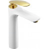 Mexen Lily tall bathroom faucet, white/gold - 73610-25