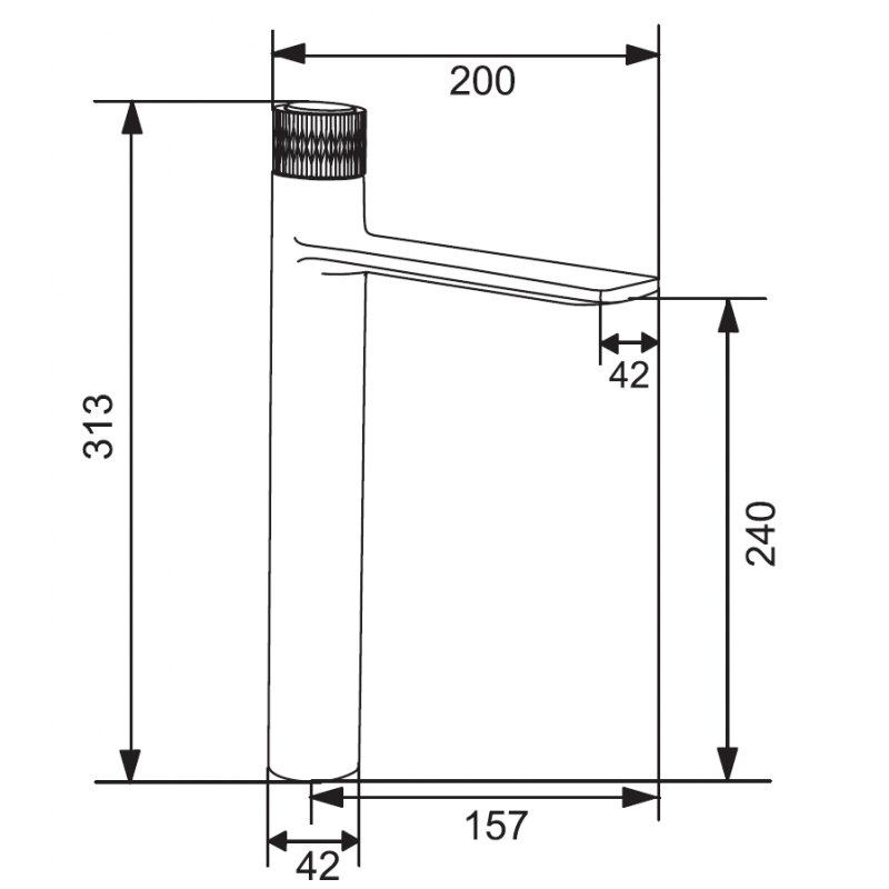 Mexen Zero+ high black washbasin faucet - 71610-70