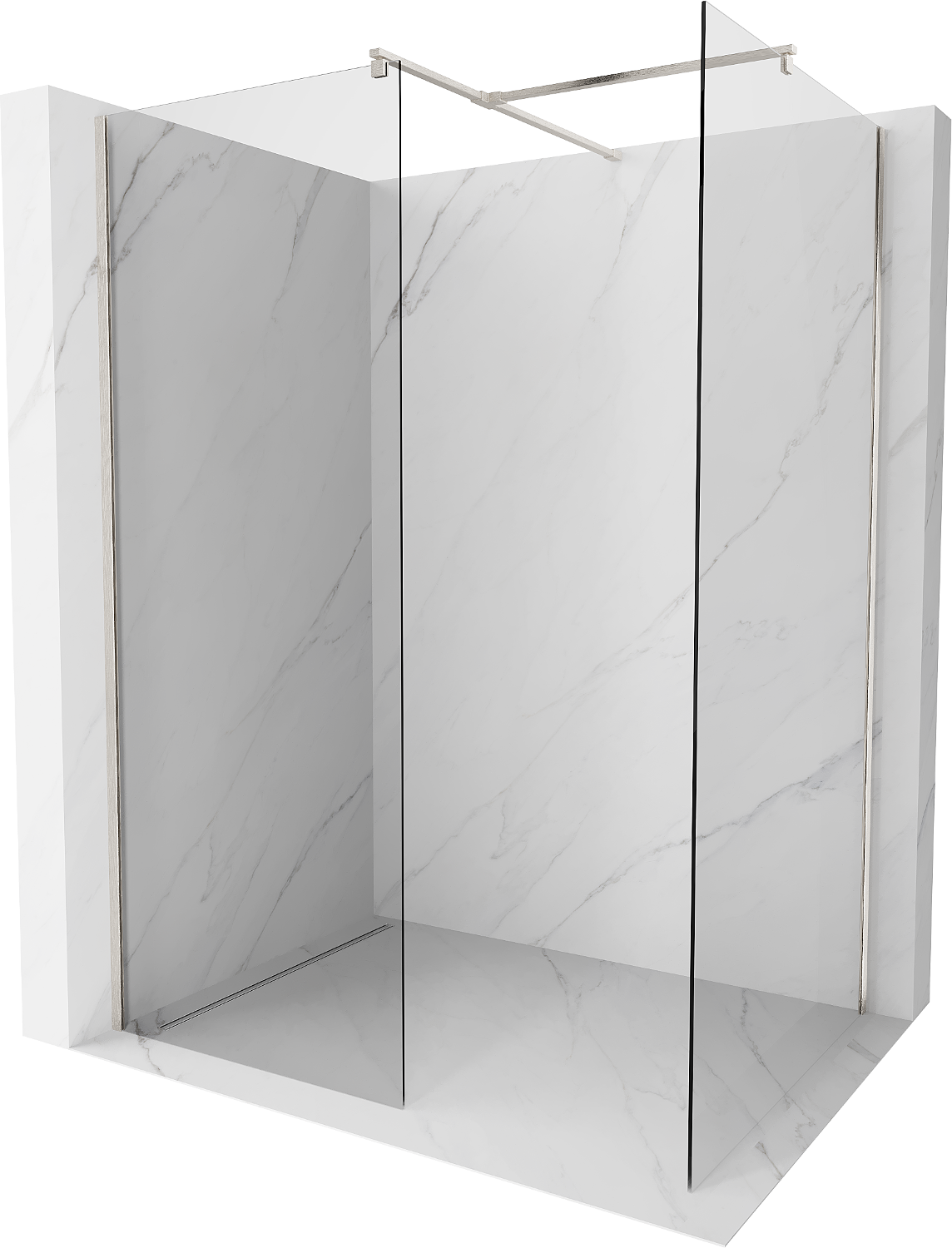 Mexen Kioto Walk-in Shower Wall 160 x 70 cm, transparent, brushed nickel - 800-160-202-97-00-070