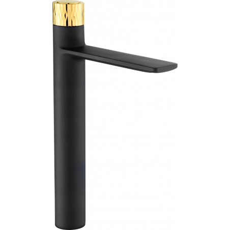 Mexen Zero+ high washbasin tap, black/gold - 71610-75