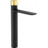 Mexen Zero+ high washbasin mixer tap, Black/Gold - 71610-75