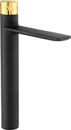 Mexen Zero+ high washbasin faucet, black/gold - 71610-75