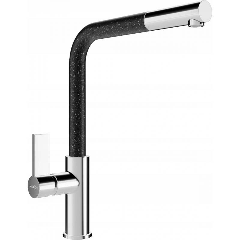 Mexen Flora kitchen tap, chrome/black speckled - 670401-08