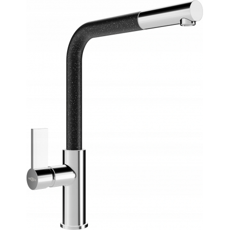 Mexen Flora kitchen tap, chrome/black speckled - 670401-08