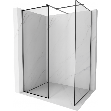 Mexen Kioto Walk-in Shower Wall 160 x 80 cm, Black Frame, Gun Metal - 800-160-202-95-70-080