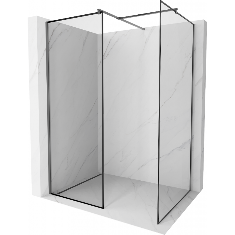 Mexen Kioto Walk-in Shower Wall 90 x 90 cm, Black Frame, Gun Metal - 800-090-202-95-70-090