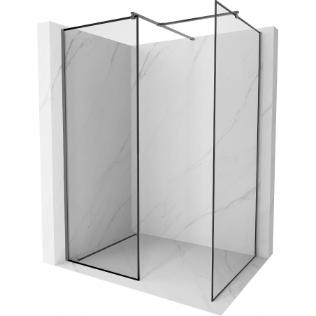 Mexen Kioto Walk-in Shower Wall 150 x 90 cm, Black Frame, Gun Metal - 800-150-202-95-70-090