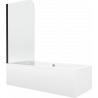 Mexen Cube Rectangular Bathtub 170 x 80 cm with Enclosure and 1-Panel Screen 70 cm, Transparent, Black - 550517080X9007017000