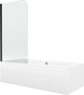 Mexen Cube rectangular bathtub 170 x 80 cm with panels and a 1-wing screen 70 cm, Transparent, Black - 550517080X9007017000