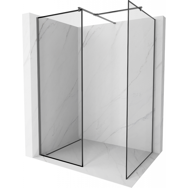 Mexen Kioto Walk-in Shower Wall 140 x 120 cm, Black Frame, Gun Metal - 800-140-202-95-70-120