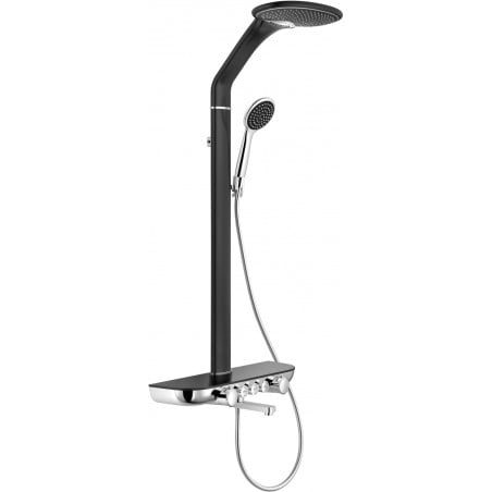 Mexen Blaze exposed shower set with rain shower and faucet, black/chrome - 78109-71