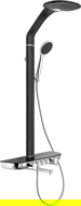 Mexen Blaze exposed shower set with rain shower and faucet, black/chrome - 78109-71