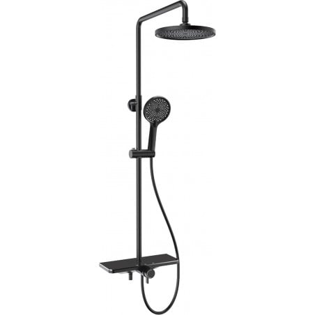 Mexen Frost exposed shower set with rain shower and mixer, black - 78111-70
