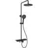 Mexen Frost exposed shower set with rain shower and mixer, black - 78111-70