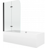 Mexen Cube rectangular bathtub 170 x 80 cm with panels and a 2-wing screen 80 cm, Transparent, Black - 550517080X9008027000