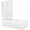 Mexen Cube rectangular bathtub 170 x 80 cm with enclosure and 2-wing screen 100 cm, transparent, chrome - 550517080X9010020100