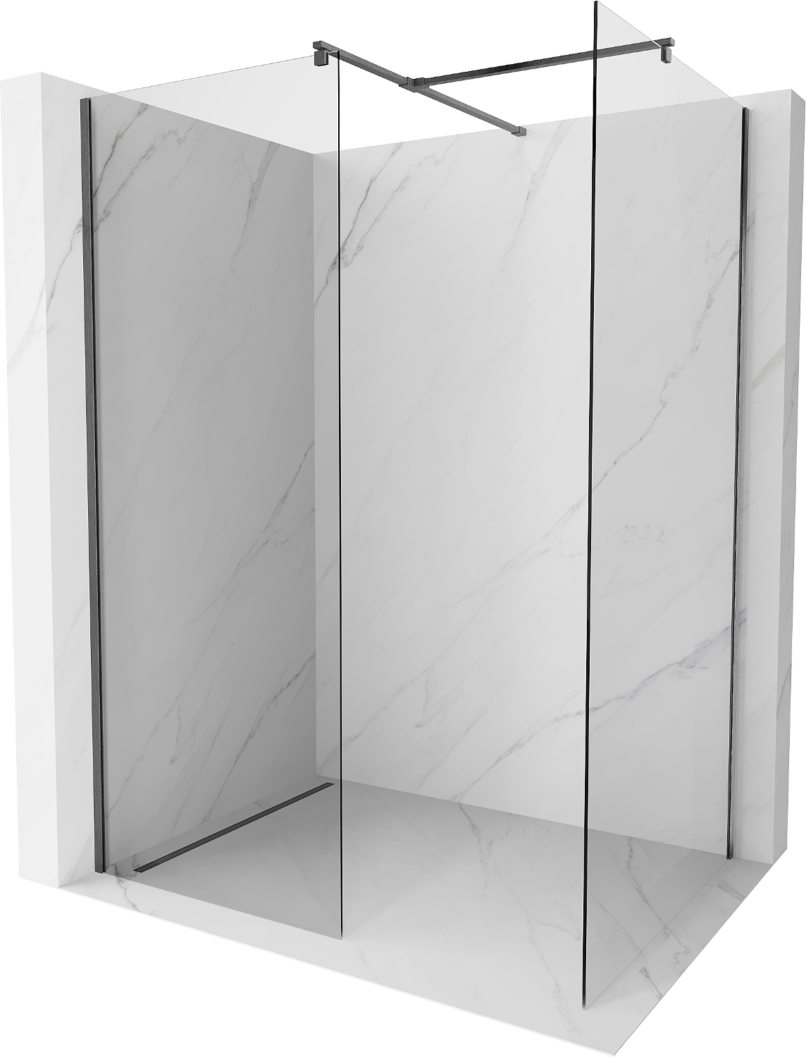 Mexen Kioto Walk-in Shower Wall 130 x 115 cm, Transparent, Gun Gray Brushed - 800-130-202-66-00-115