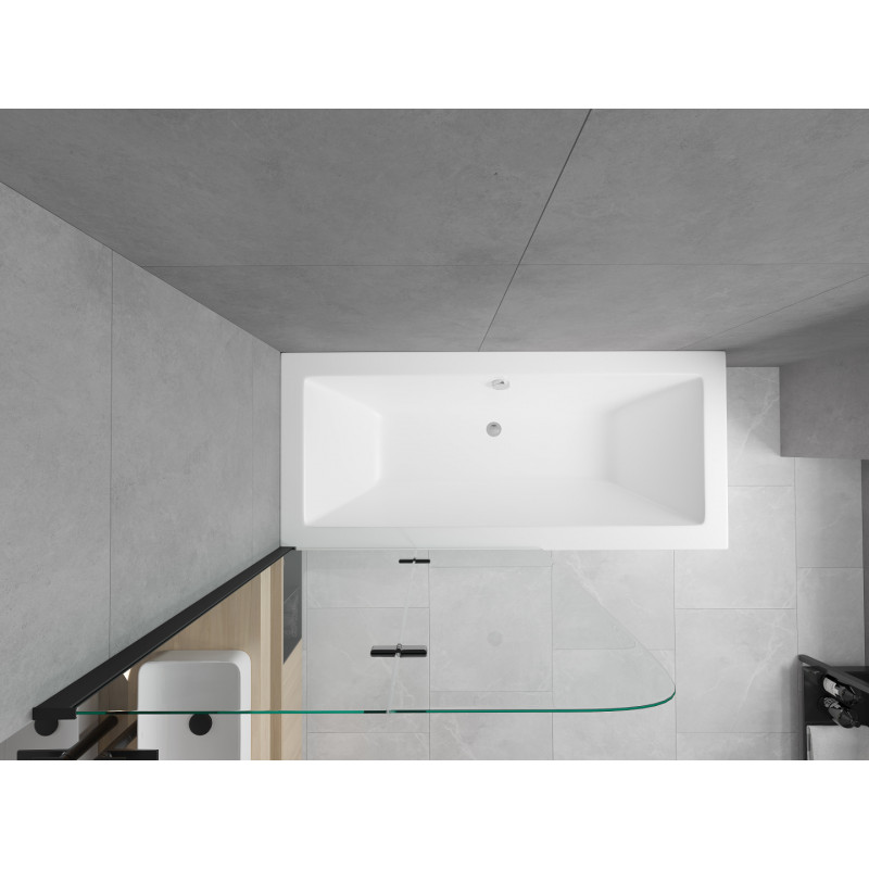 Mexen Cube rectangular bathtub 170 x 80 cm with casing and 2-wing screen 100 cm, transparent, black - 550517080X9010027000