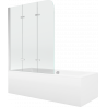 Mexen Cube rectangular bathtub 170 x 80 cm with panels and a 3-wing screen 120 cm, Transparent, Chrome - 550517080X9012030100