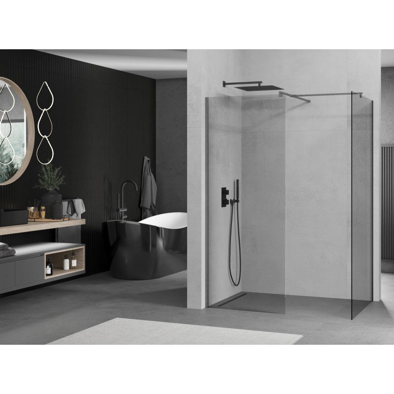 Mexen Kioto shower wall Walk-in 170 x 95 cm, transparent, brushed gun gray - 800-170-202-66-00-095