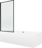 Mexen Cube Rectangular Bathtub 170 x 80 cm with Enclosure and 1-Panel Screen 70 cm, Black Pattern - 550517080X9307017070