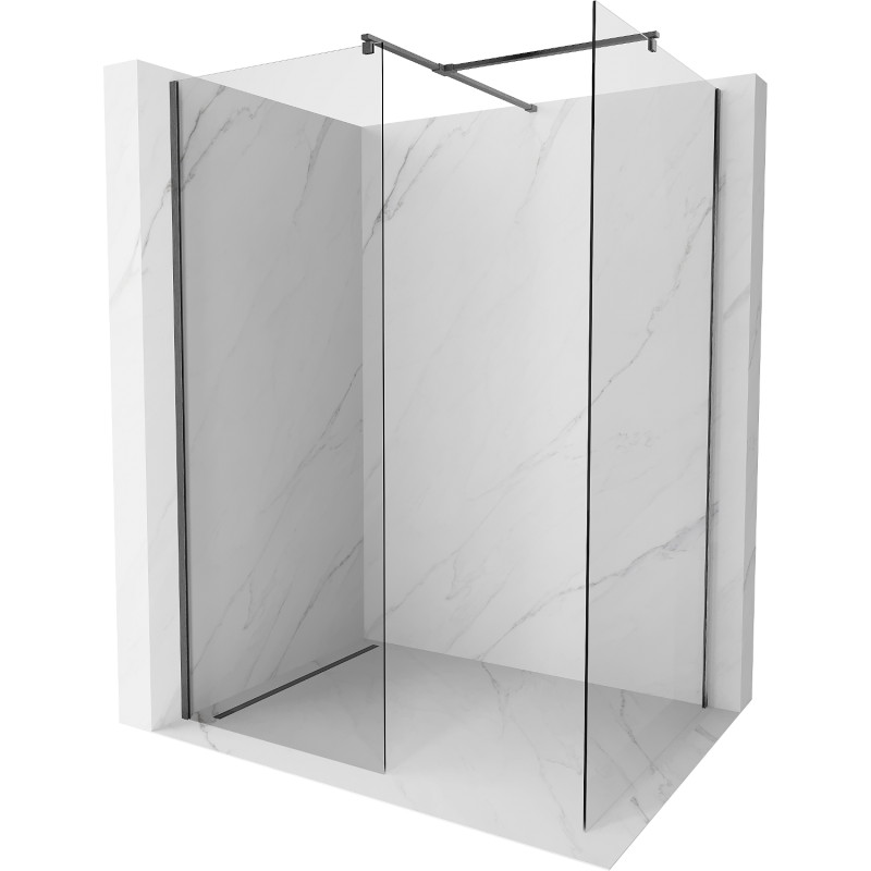 Mexen Kioto Walk-in Shower Screen 180 x 80 cm, Transparent, Gun Gray Brushed - 800-180-202-66-00-080