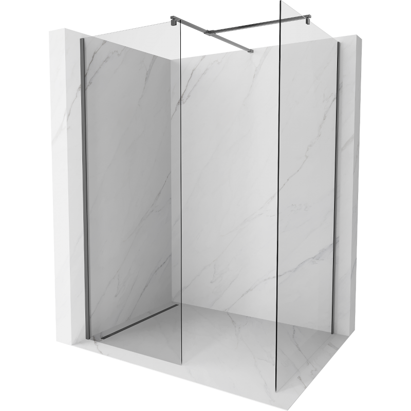 Mexen Kioto Walk-in Shower Wall 100 x 70 cm, Transparent, Gun Metal - 800-100-202-95-00-070