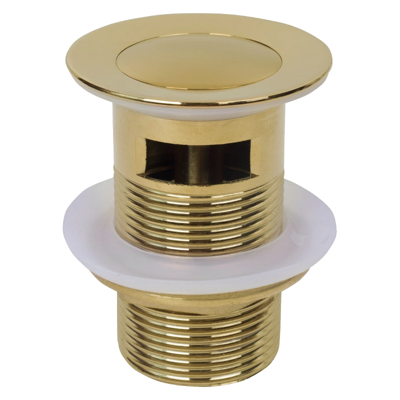 Mexen small round click-clack plug with overflow, Gold - 79925-50