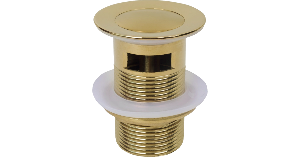 Round. Click Plug Mexen small round click-clack plug with overflow, Gold - 79925-50