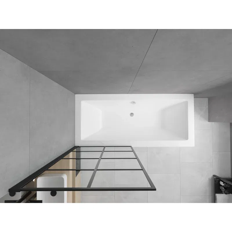 Mexen Cube rectangular bath 170 x 80 cm with casing and 1-wing screen 80 cm, black pattern fix - 550517080X9308007077