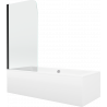 Mexen Cube rectangular bathtub 180 x 80 cm with enclosure and 1-panel screen 70 cm, transparent, black - 550518080X9007017000