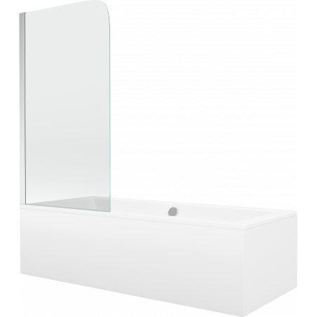 Mexen Cube rectangular bath 180 x 80 cm with panel and 1-wing screen 75 cm, transparent, chrome - 550518080X9007510100