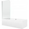 Mexen Cube rectangular bathtub 180 x 80 cm with panels and a 1-wing screen 75 cm, Transparent, Chrome - 550518080X9007510100