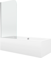 Mexen Cube rectangular bath 180 x 80 cm with panel and 1-wing screen 75 cm, transparent, chrome - 550518080X9007510100