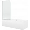 Mexen Cube rectangular bathtub 180 x 80 cm with casing and 1-panel screen 80 cm, transparent, chrome - 550518080X9008010100