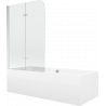 Mexen Cube rectangular bathtub 180 x 80 cm with enclosure and 2-wing screen 80 cm, transparent, chrome - 550518080X9008020100